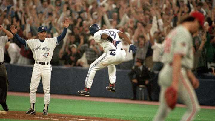 <p><strong>Toronto Blue Jays (x2)</strong> over PHI in 6 (1B John Olerud, CF Devon White, 2B Roberto Alomar) (second &amp; last franchise title)</p>