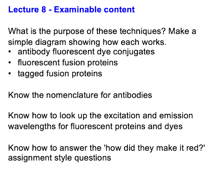 <p>Examinable content </p>