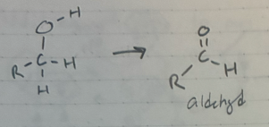 <p>oxidaton of a 1* alcohol to an aldehyde</p><p>PCC is the carboxylic acid police</p>