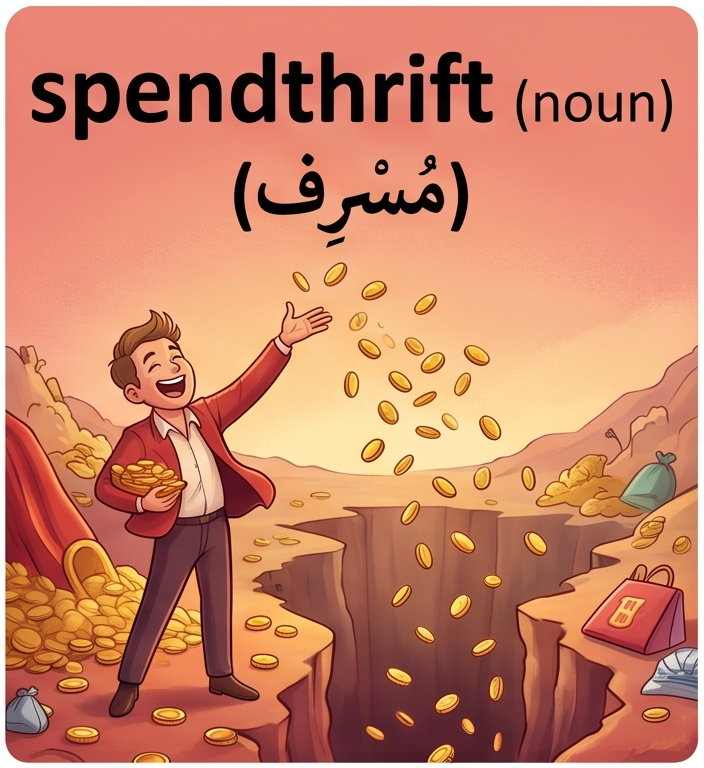 <p>a person who spends money in an extravagant, irresponsible way.</p>