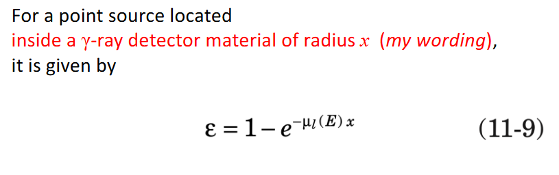 <p>The ratio of number of radiations interacting with detector to the number of radiations striking the detector</p>