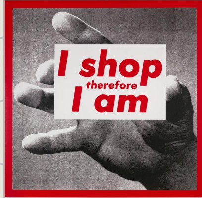 <ul><li><p>works with consumer culture </p></li><li><p>purely text based art </p></li><li><p>white on red (like the supreme logo)</p></li></ul><p></p>