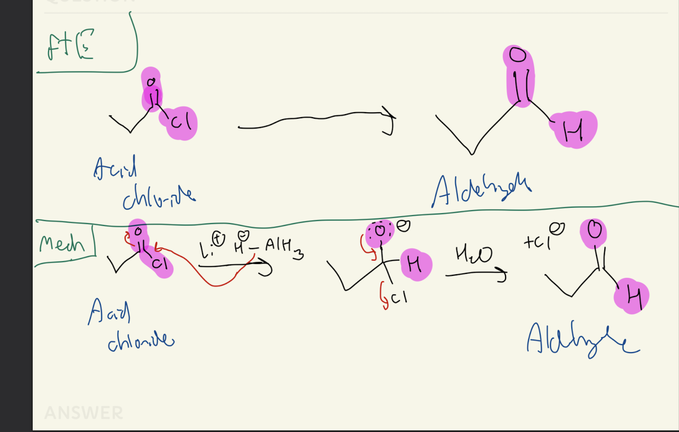 <p><strong>Acid Chloride → Aldehyde</strong></p><p></p>