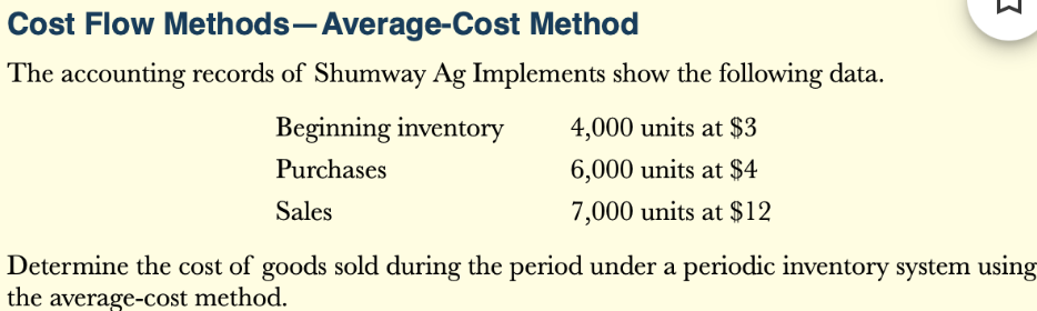 <p>Average cost problem</p>
