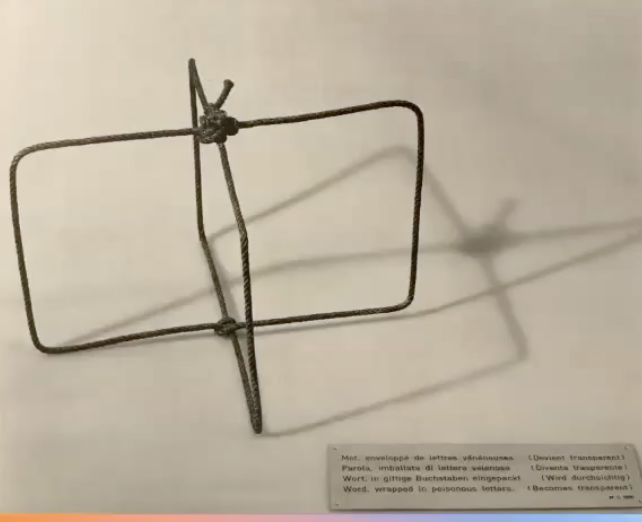 <p>Meret Oppenheim — Wort, in giftige Buchstaben eingepackt (Word Wrapped in Poisonous Letters)</p>