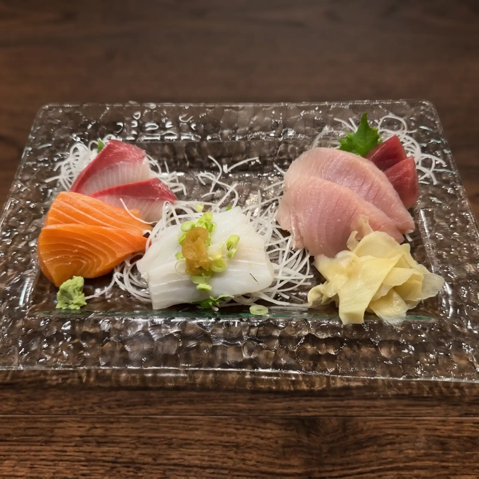 <p>aaa grade big eye tuna, yellow tail, albacore, and two more chefs’ choices</p>