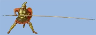 <p>In this drawing, the Greek name for the type of spear the soldier holds was</p>