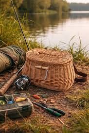 <p>a wicker fishing basket</p>