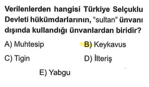 <p>Türkiye Selçukluları, Fars (İran) kültüründen etkilendikleri için <strong>Keykavus, Keyhüsrev, Keykubat</strong> gibi unvanlar kullanmışlardır.</p><p><strong>Muhtesip:</strong> Çarşı-pazar denetçisidir (zabıta gibi).</p><p><strong>Tigin, Yabgu, İlteriş:</strong> İslamiyet öncesi Türk devletlerine ait unvanlardır.</p>