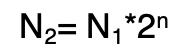 <p>Calculate (estimate) the number of generations n<strong> </strong>from the<strong> <u>increase in the number of cells N (or optical densit</u>y)</strong></p><p></p>