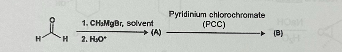 <p>What is the major final product (B) formed in the following series of reactions? </p>