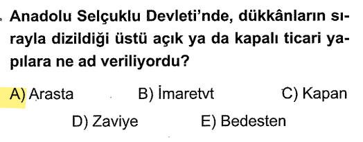 <p>Genelde aynı iş kolundaki dükkanların sıralandığı çarşıdır. <strong>İmaret</strong> aşevi, <strong>Kapan</strong> toptancı hali, <strong>Bedesten</strong> ise değerli eşya çarşısıdır.</p>