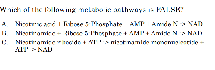 <p>Which of the following metabolic pathways is FALSE?</p>