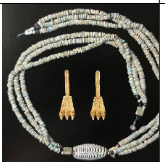 <p>Gold Earrings/Faience Necklace</p>