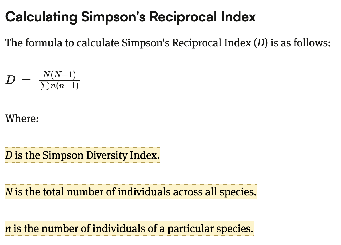 <p>Simpson's reciprocal index </p>