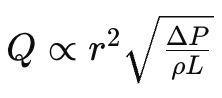 <p>Turbulent flow ∝ r2 and √∆P and 1/length and density of the fluid</p><ul><li><p><strong>Flow ∝ r²</strong><br>Larger radius → much greater flow, but less increased than laminar</p></li><li><p><strong>Flow ∝ √ΔP</strong><br>Increasing pressure increases flow, but not linearly</p></li><li><p><strong>Flow ∝ 1/√ρ</strong><br>Lower-density gases flow more easily in turbulence (e.g. Heliox).</p></li><li><p><strong>Flow decreases as tube length increases</strong><br>Longer tube → more resistance → less flow.</p></li></ul><p></p>