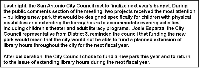 <p><span>Which economic principle is </span><em>best </em><span>demonstrated by the decision to fund the new park this year instead of extending library hours? (Eco)</span></p>