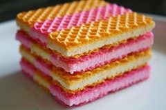 <p>thin, crisp, flat light biscuit Example: She enjoyed chocolate ice cream with a crispy _____. bánh xốp c Bánh xốp siêu mỏng, nhiều lớp, thường kẹp kem. UK: /ˈweɪ.fər/ | US: /ˈweɪ.fɚ/</p>