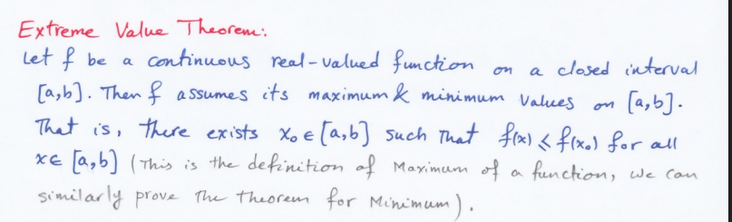 <p>State and prove the Extreme Value theorem. </p>