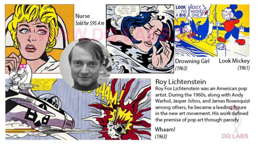 <p>American pop artist in the 60s, along with Andy Warhol, Jasper Johns, and others. Became a leading figure in the new art movement, work is defined by the premise of pop art through parody. </p>