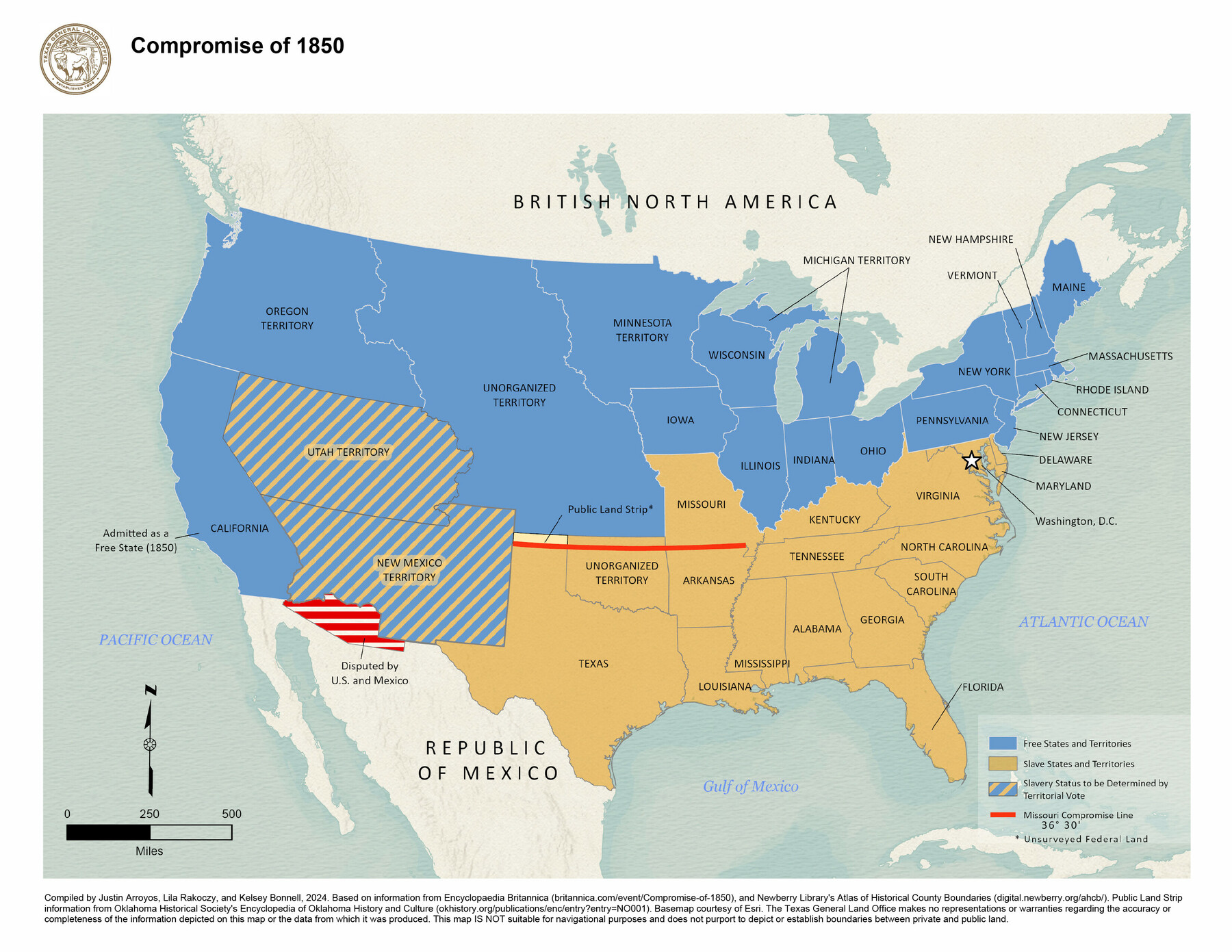 <ul><li><p>California entered as a free state.</p></li><li><p>Utah and New Mexico used popular sovereignty.</p></li><li><p>Slave trade ended in Washington D.C.</p></li><li><p>A stricter Fugitive Slave Act was introduced.</p></li></ul><p></p>