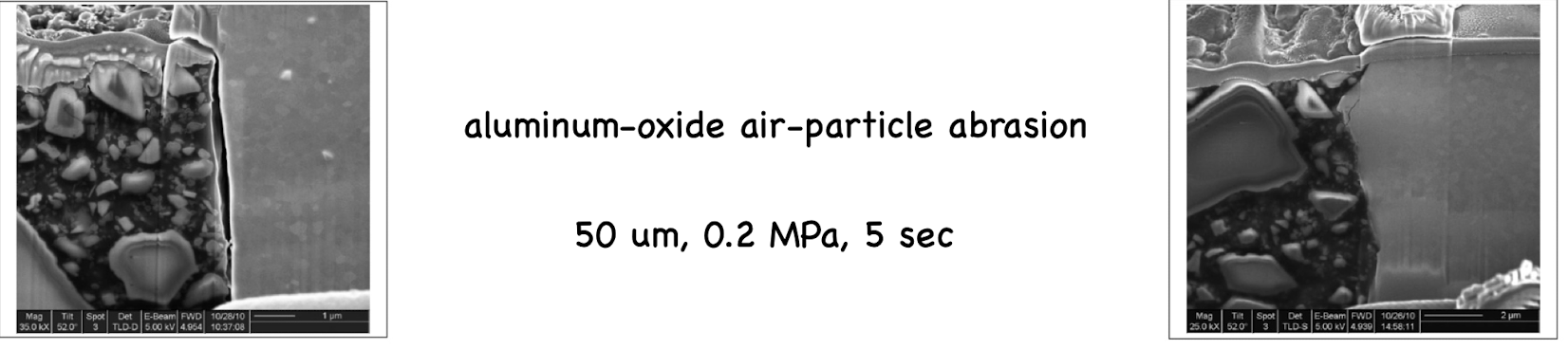 <p>aluminum-oxide air abraded, 50 microns, .2 MPa, for 5 sec </p>