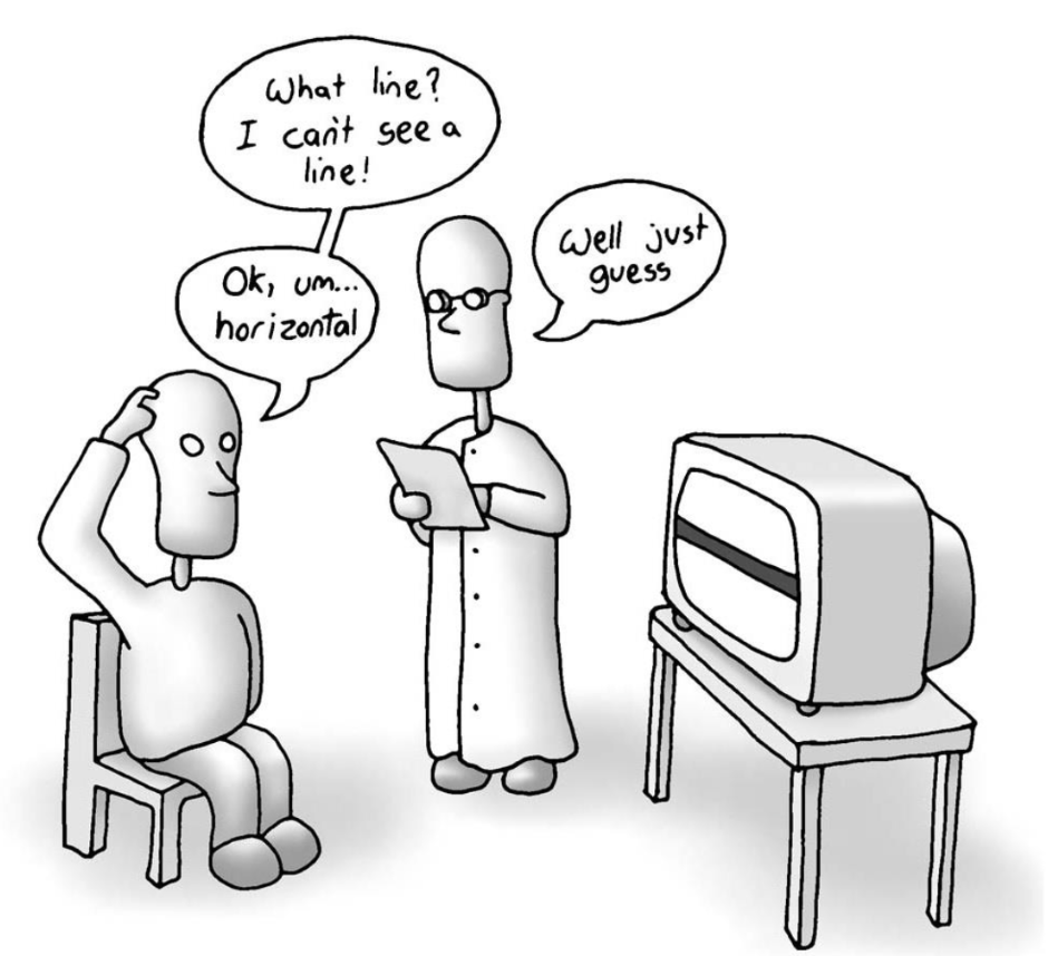 <p>can navigate around obstacles in blind field, but dney having seen them</p>