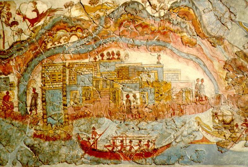 <ul><li><p><span>West House, Akrotiri, Thera</span></p></li><li><p><span>fresco</span></p></li><li><p><span>suggesting local marine or fishing festival</span></p></li><li><p><span>Vertical Stratigraphy (distance vertically)</span></p></li><li><p><span>Tiered Architecture</span></p></li><li><p><span>The "Flying Gallop</span></p></li><li><p><span>curvy Lines</span></p></li></ul><p></p>