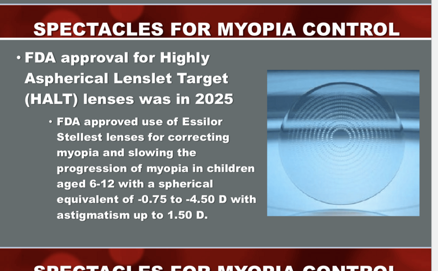 <p>What specs were approved in 2025 for myopia control?</p>