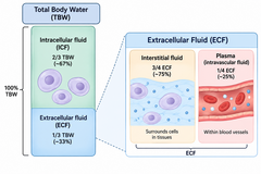 <p>Interstitial fluid and plasma (intravascular fluid).</p>
