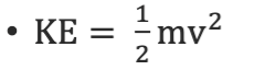 <p>energy of motion </p><p>influenced by velocity </p>