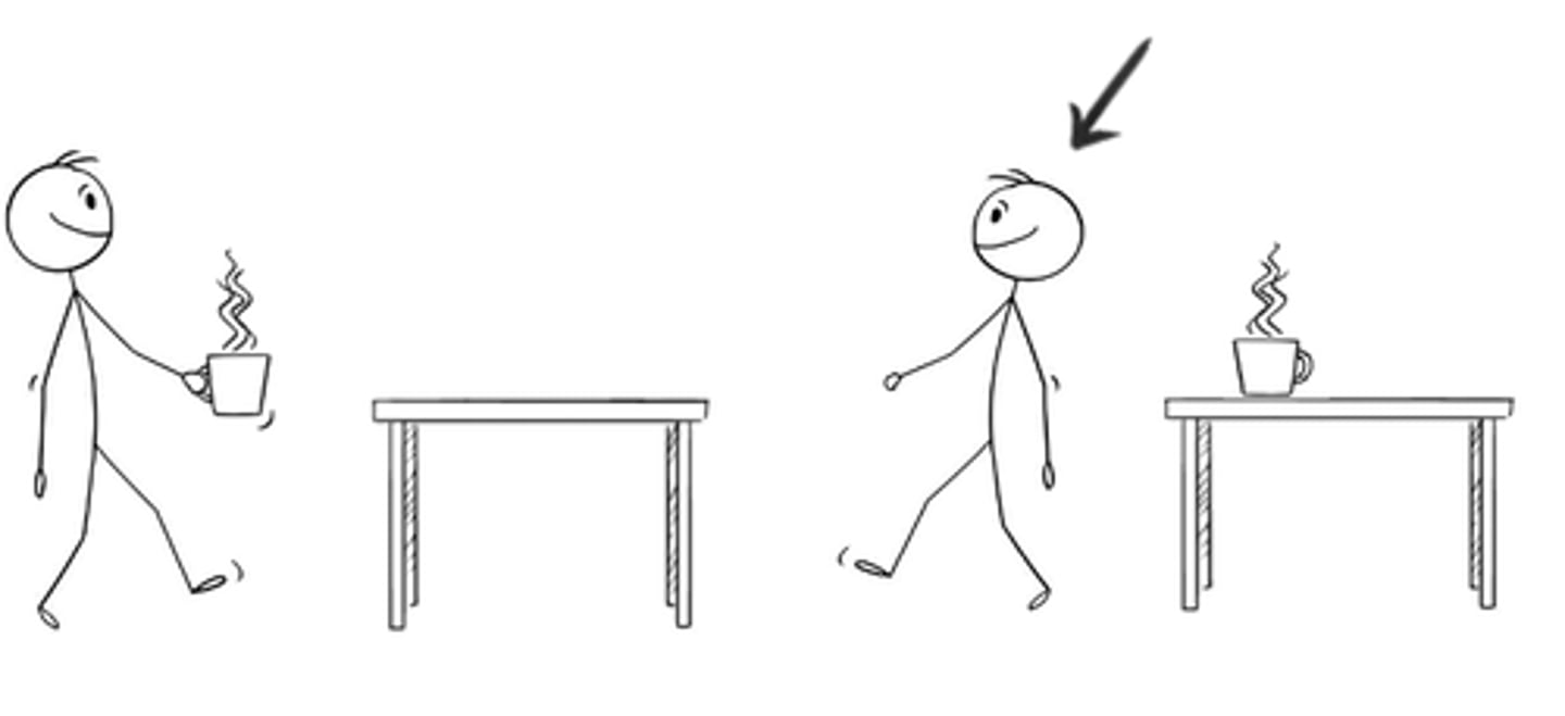 <p>verbum:</p><p>To walk away from something</p><p>(to leave behind, move away from, abandon)</p>