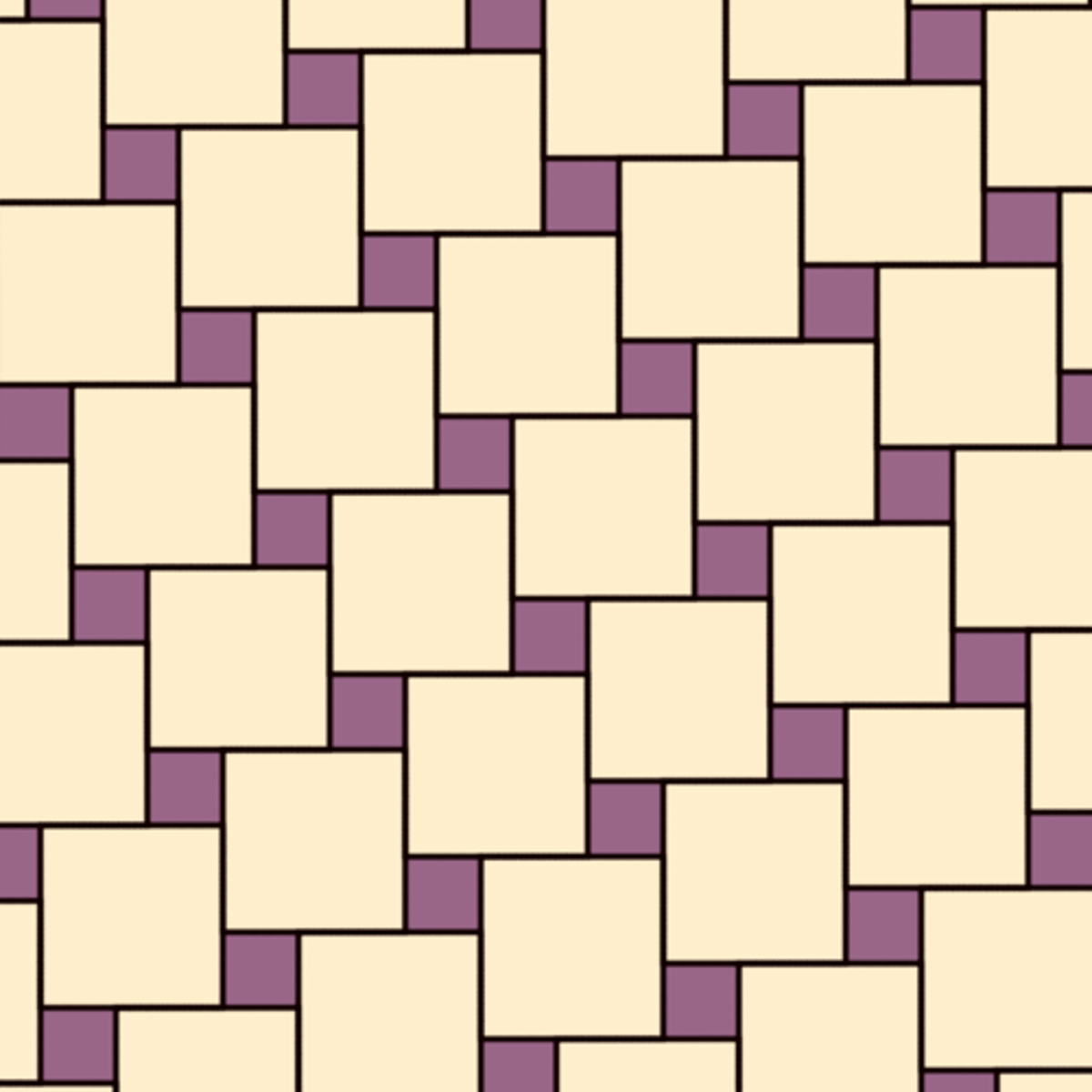<p>A commonly used floor tile pattern known as the hopscotch or pinwheel pattern.</p>