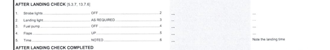 <p>AFTER LANDING CHECK</p>