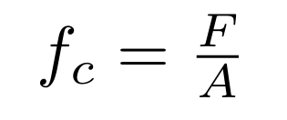 <p>Fc = Max Crushing Stress (lbs per in<sup>2</sup>)</p><p>F = Load Force (lbs)</p><p>A = Cross Sectional Area (in<sup>2</sup>)</p>