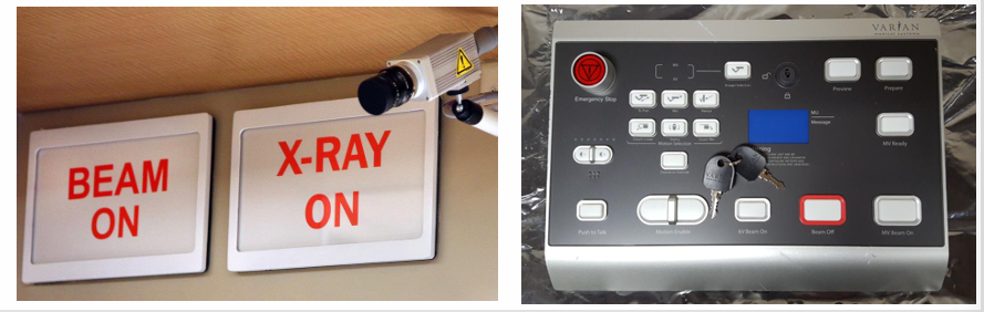 <ul><li><p>Beam-on indicators are required on </p><ul><li><p>Control panel </p></li><li><p>Entrance door </p></li><li><p>On the treatment unit </p></li></ul></li><li><p>Is to be illuminated when the unit is on (energized)</p></li></ul><p></p>
