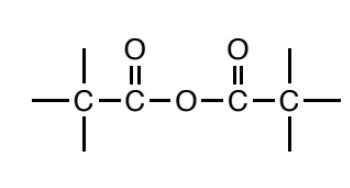 <p> two carbonyls (C=O) connected through an oxygen. The non-oxygen sides of the carbonyl carbons may be carbons or hydrogens.</p>
