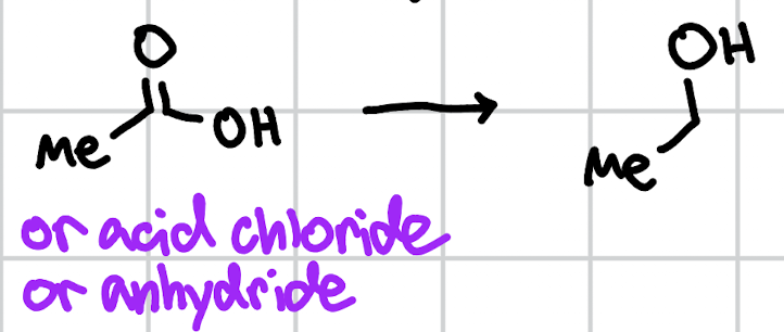 <p>reduction of carboxylic acids</p>