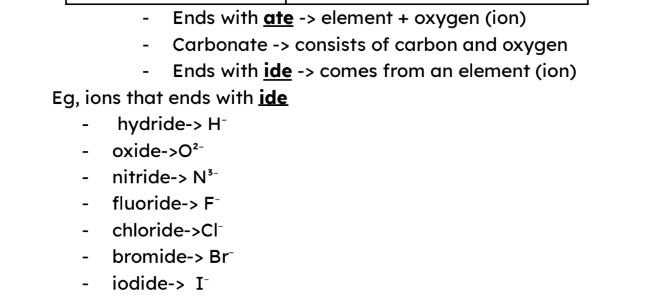 <p>ide —→ ion</p>