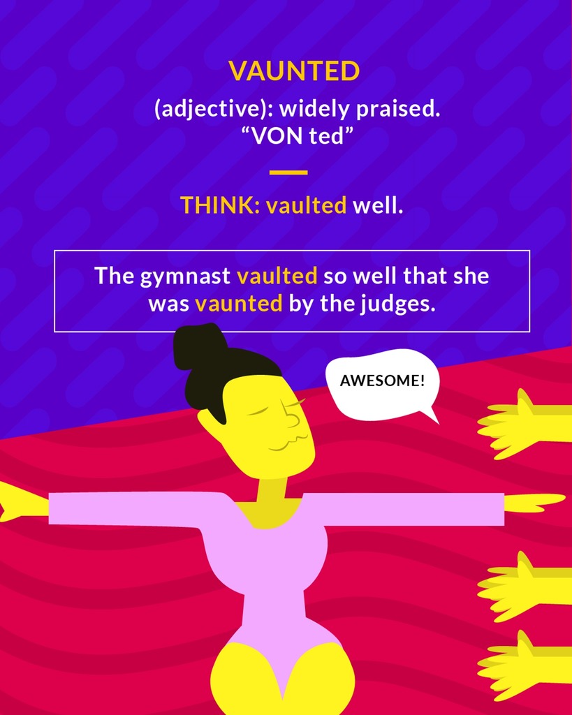 <p>adjective: highly or widely praised or boasted about</p>