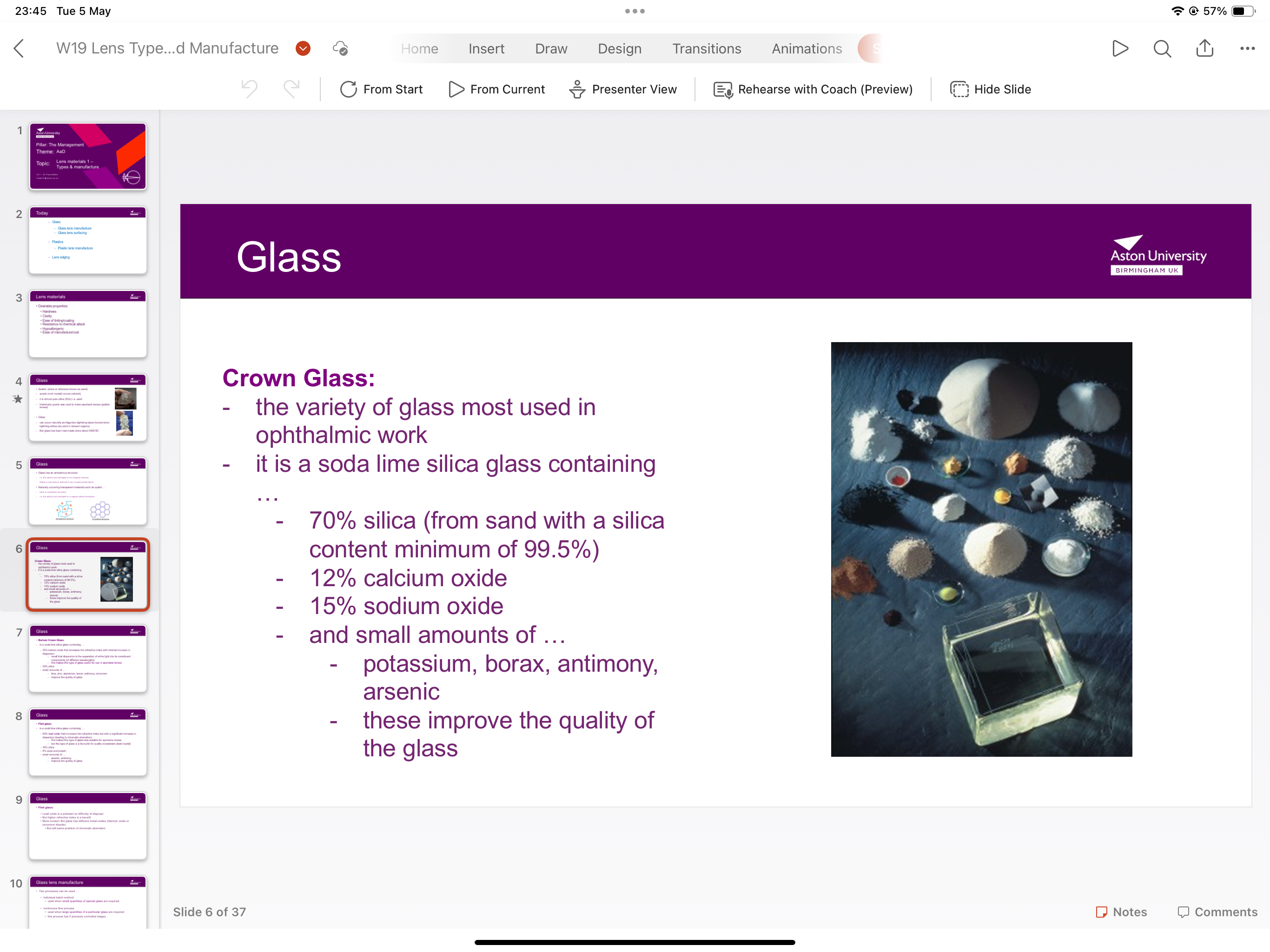 <p>Variety of glass most used in ophthalmic work- soda lime silica glass containing small amounts of potassium, borax and arsenic which improve glass quality </p>