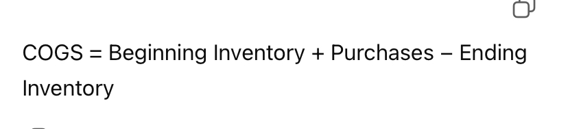 <p>The money producing the goods for a business, Materials, Labor, Manafacturing overhead</p>