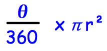 <p>Area of a Sector = (central angle/360) x πr²</p>