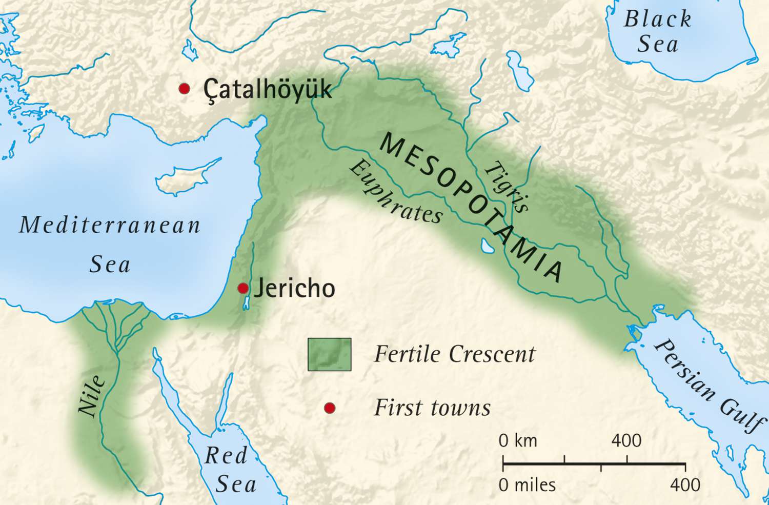 <p>The body of water marking the western boundary of Mesopotamia; a major trade route to Egypt and Greece.</p>