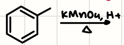 <p>(Benzylic Carbon) + (KMnO4, H+, Δ)</p>