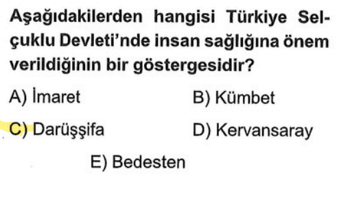 <p>"Şifa" kelimesinden gelir. Günümüzdeki hastanedir. İnsan sağlığı doğrudan darüşşifalarla ilgilidir.</p><p>İmarethane (aşevi), Kervansaray (ticaret/konaklama), Kümbet (anıt mezar), Bedesten (kapalı çarşı).</p>
