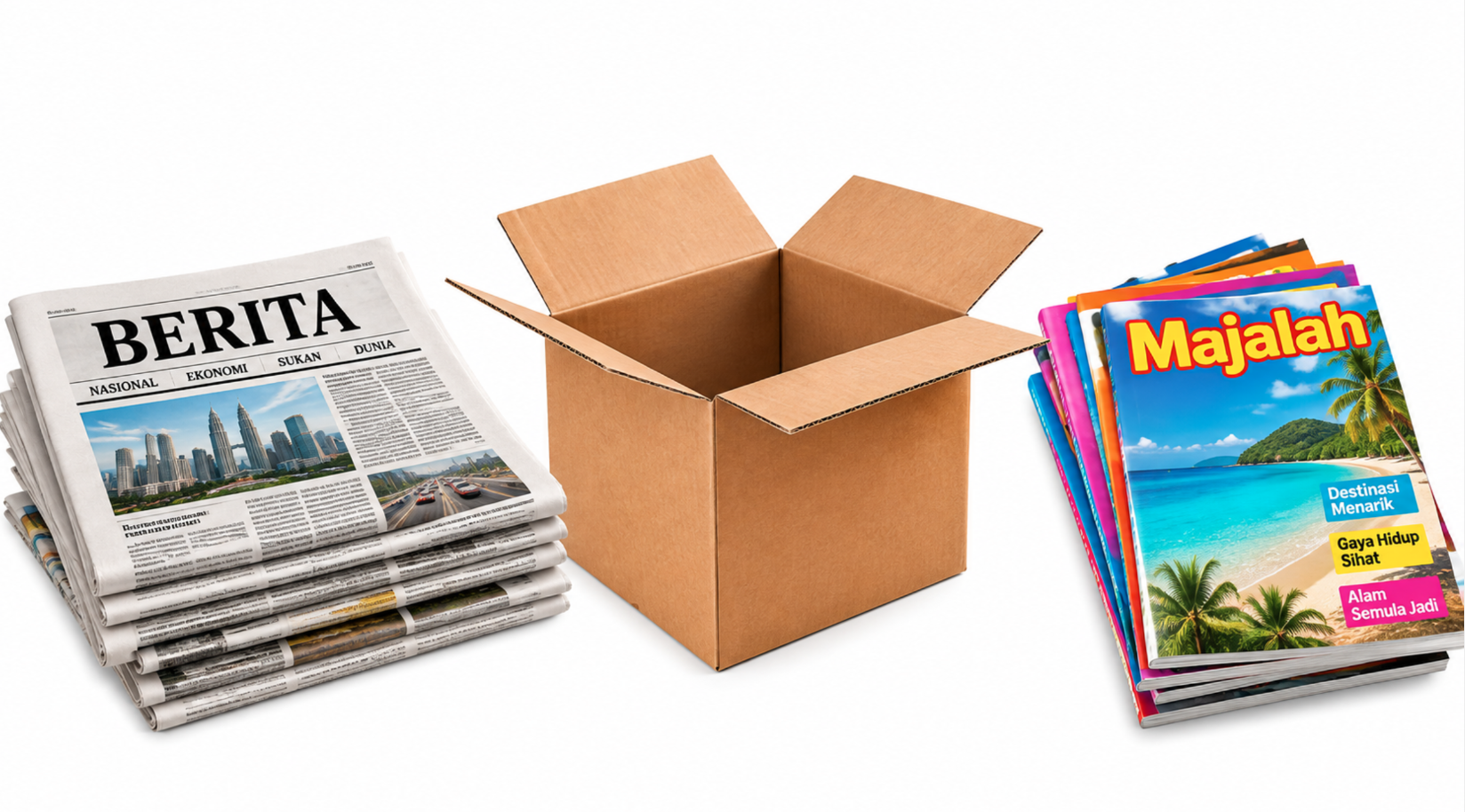 <p>CONTOH BAHAN </p><p>SURAT KHABAR </p><p>KOTAK </p><p>MAJALAH   </p><p></p>