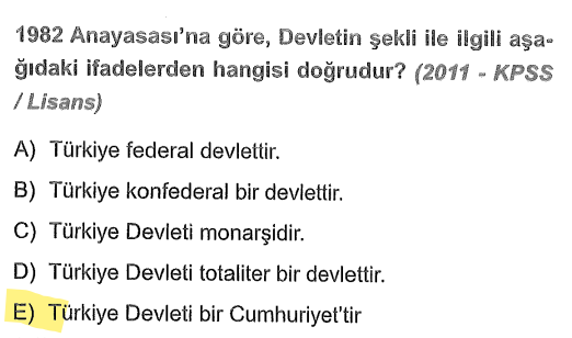 <p>Anayasası’nın <strong>1. maddesi</strong> "Türkiye Devleti bir Cumhuriyettir" der. Bu madde, değiştirilemez.</p>
