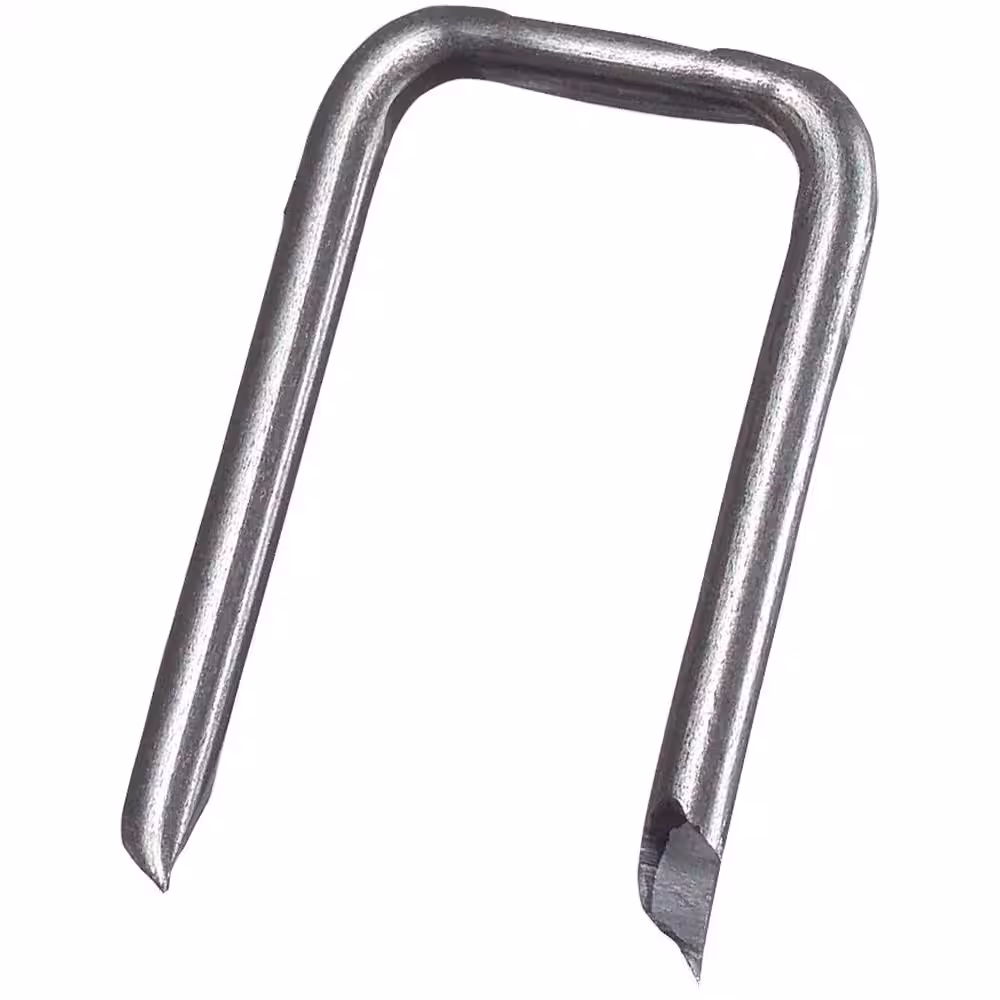 <p>Plastic or insulated staples used to secure non-metallic (NM) electrical cable to wood framing, holding wiring safely in place without damaging insulation.</p>