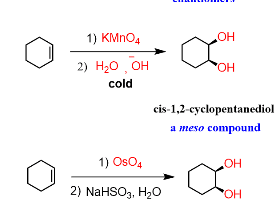 <p></p><p>product: 2 OH (same side)</p><p></p>